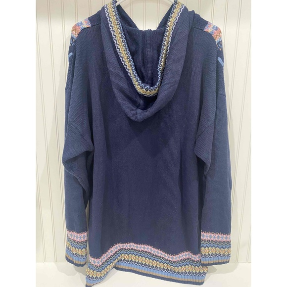 Maggie Lawrence Women's Blue Pastels Embroidered Long Sleeve Hooded Hoodie Large - Picture 2 of 13